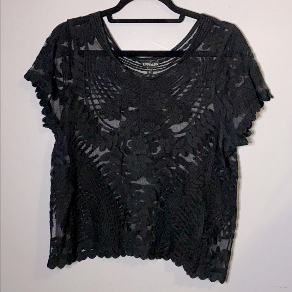 Express Sheer Black Lace Top